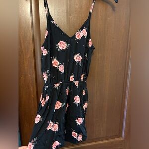Black H&M Romper with Pink Floral Design